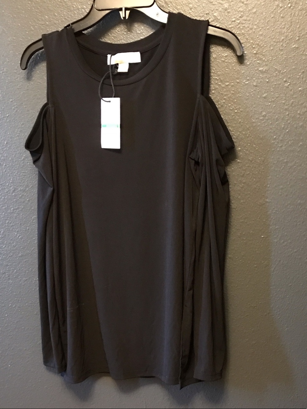 Michael Kors Black Cold-Shoulder Sleeveless Top